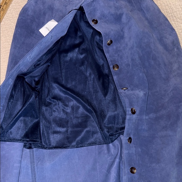 Monterey Bay Ice Blue Suede Button-Front Women's Midi Pencil Skirt NWOT - Picture 11 of 12